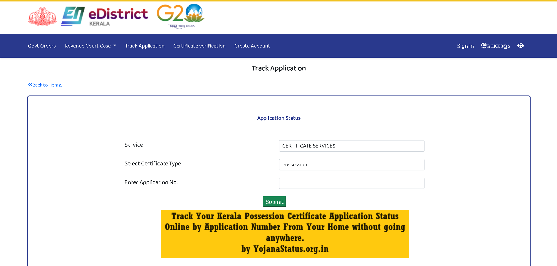 Possession Certificate Status: Track Your Kerela possession Certificate Status by Application Number from your home