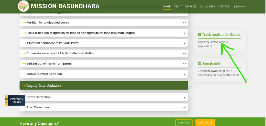 Basundhara Application Status Check Step 1