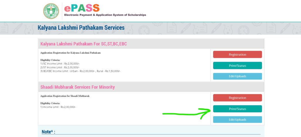 Telangana Shaadi Mubarak Status Check Step 2